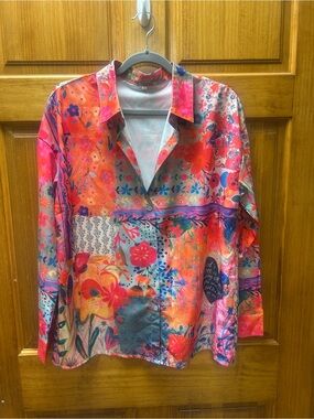Vibrant Floral Popover Shirt - Multicolor